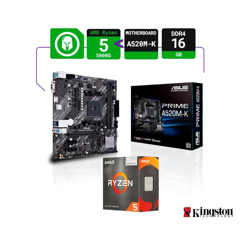 COMBO ACTUALIZACIÓN AMD RYZEN 5 5600G + A520M + 16GB RAM