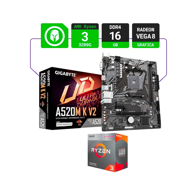 COMBO ACTUALIZACIÓN AMD RYZEN 3 3200G + A520M-K + 16GB RAM