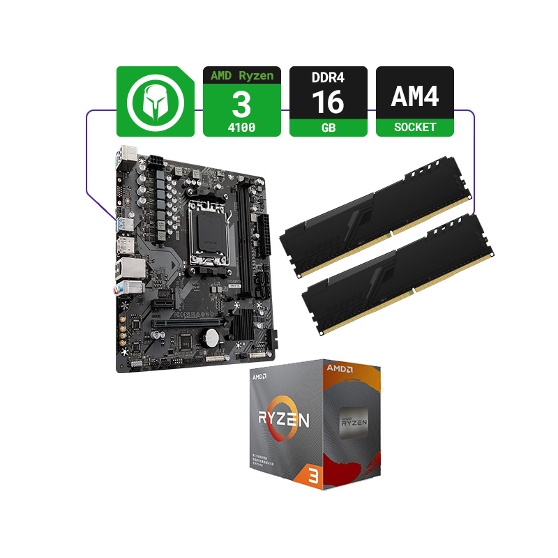 COMBO ACTUALIZACIÓN AMD RYZEN 4100 + A320M + 16GB RAM