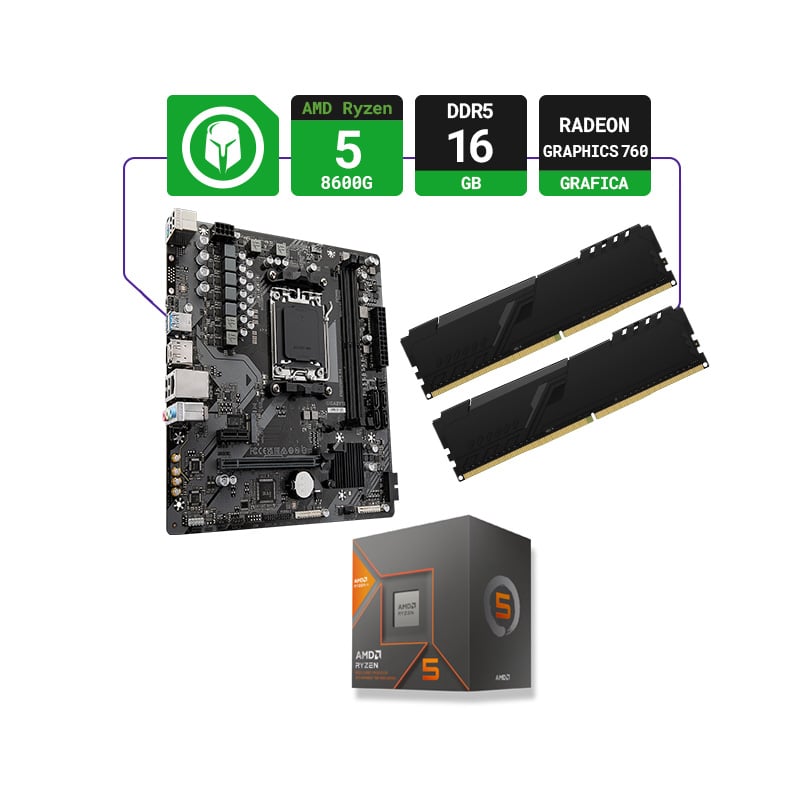COMBO ACTUALIZACIÓN AMD RYZEN 5 8600G + A620 AM5 + 16GB RAM DDR5