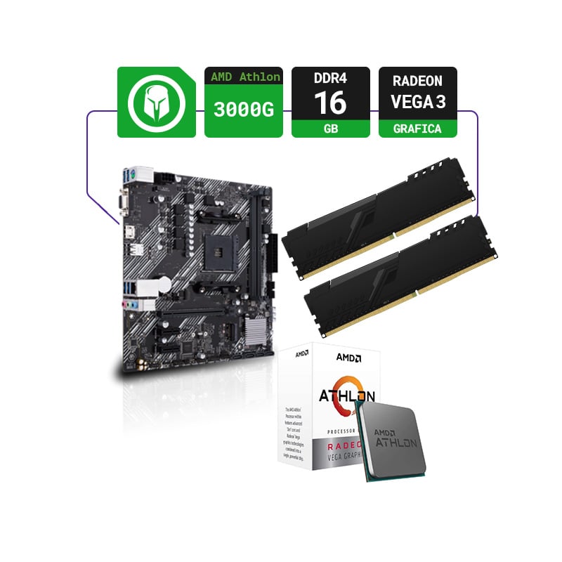 COMBO ACTUALIZACIÓN AMD ATHLON 3000G + A520 AM4 + 16GB RAM DDR4