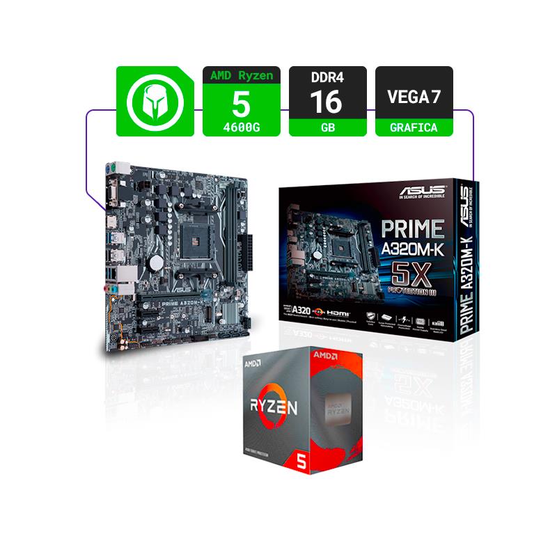 COMBO ACTUALIZACIÓN AMD RYZEN 5 4600G + A320M-K + 16GB RAM