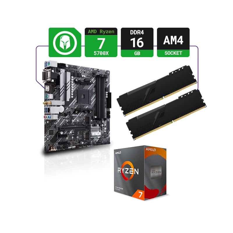 COMBO ACTUALIZACIÓN AMD RYZEN 5 5700X + B550 AM4 + 16GB RAM DDR4