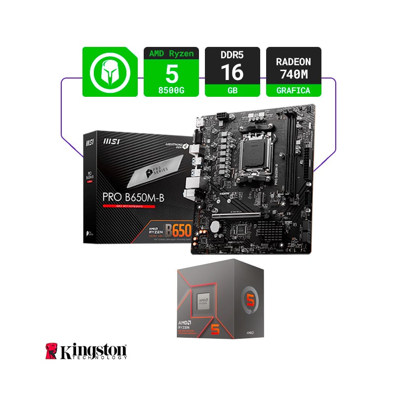 COMBO ACTUALIZACIÓN AMD RYZEN 5 8500G + B650M AM5 + 16GB RAM DDR5