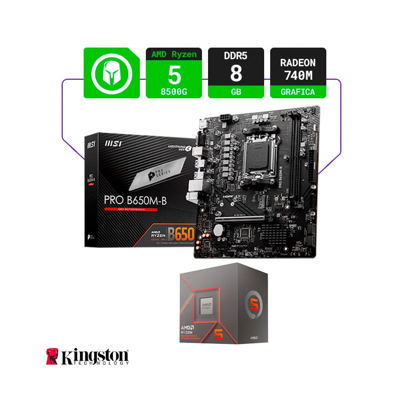 COMBO ACTUALIZACIÓN AMD RYZEN 5 8500G + B650M AM5 + 8GB RAM DDR5