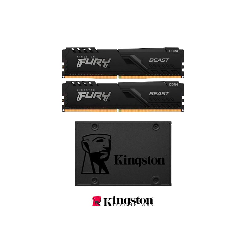 COMBO ACTUALIZACIÓN RAM KINGSTON FURY BEAST 16GB (2X8GB) 3200 MHZ + SSD 960GB KINGSTON A400 SATA III