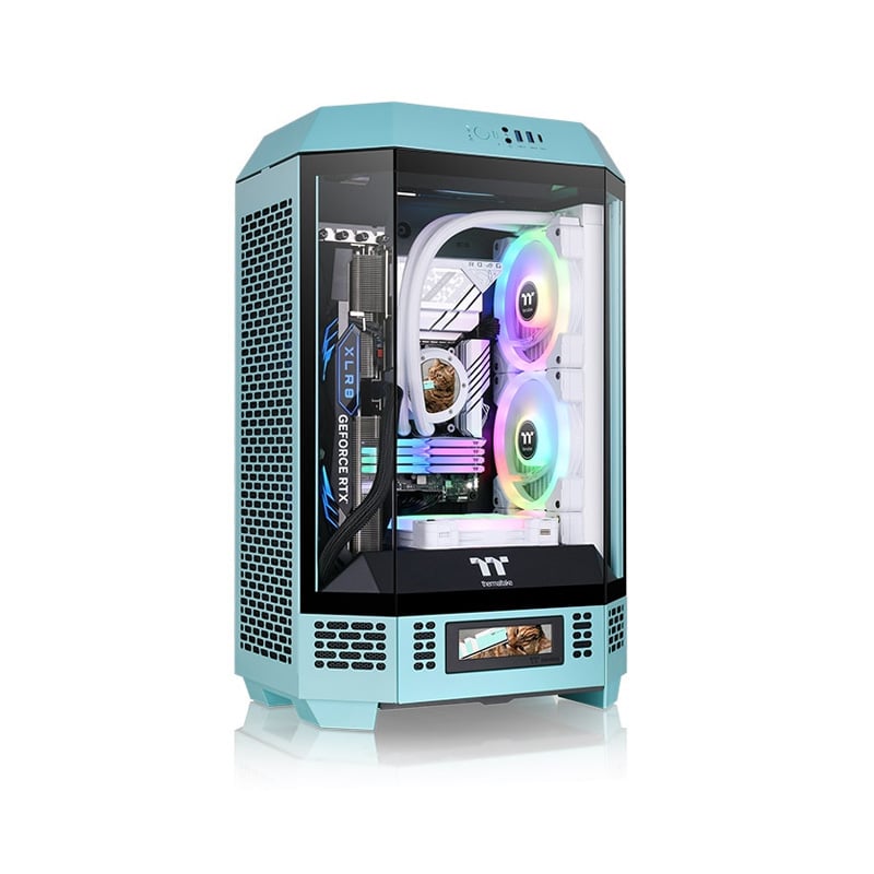 GABINETE THERMALTAKE THE TOWER 300 TG X2 FAN TURQUOISE