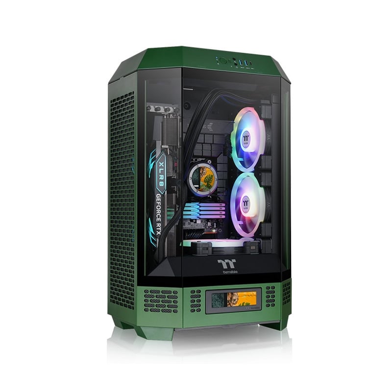 GABINETE THERMALTAKE THE TOWER 300 TG X2 FAN RACING GREEN