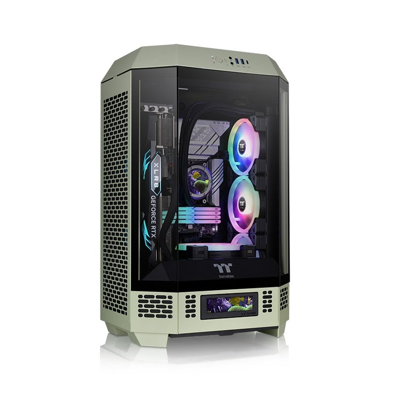 GABINETE THERMALTAKE THE TOWER 300 TG X2 FAN MATCHA GREEN