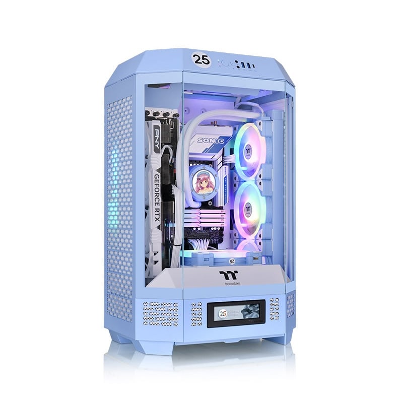 GABINETE THERMALTAKE THE TOWER 300 TG X2 FAN HYDRANGEA BLUE