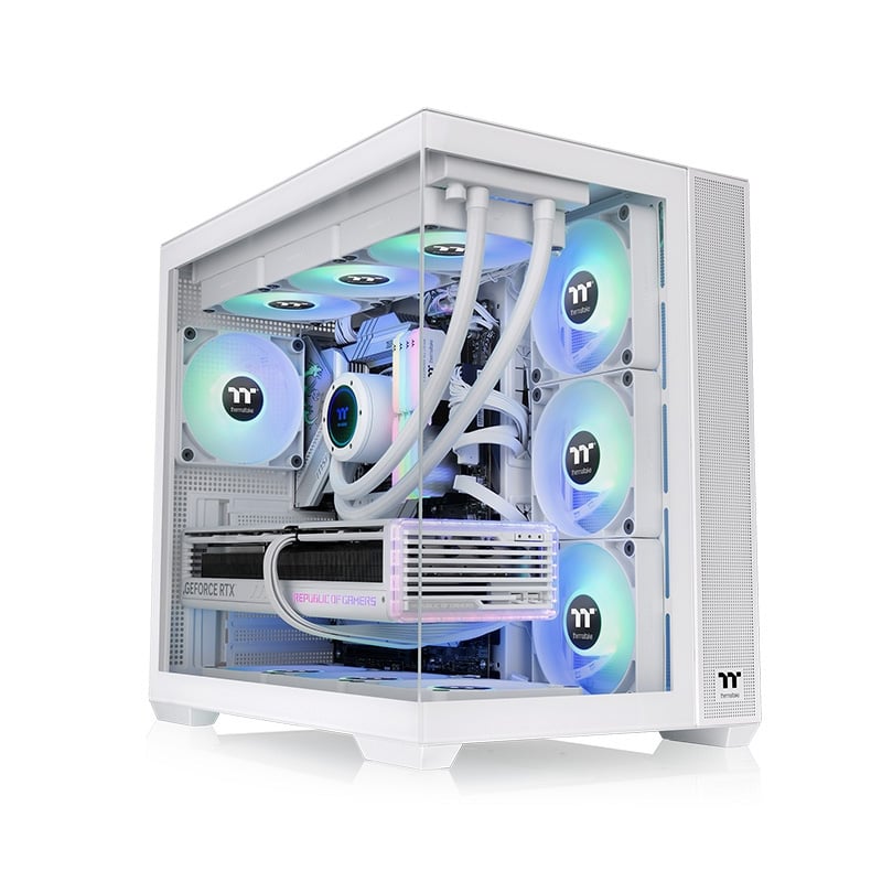 GABINETE THERMALTAKE VIEW 380 MID TOWER TG X2 FAN X4 SNOW WHITE