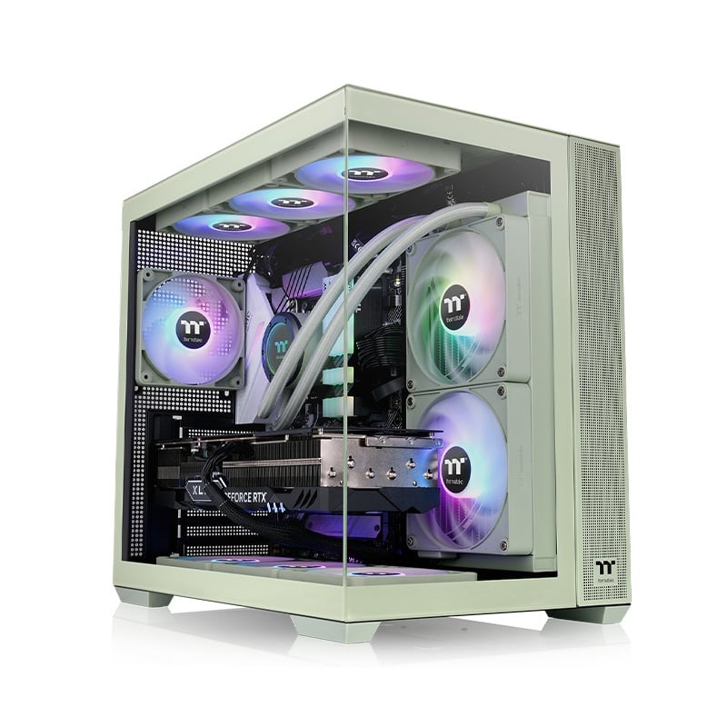 GABINETE THERMALTAKE VIEW 380 MID TOWER TG X2 FAN X4 MATCHA GREEN