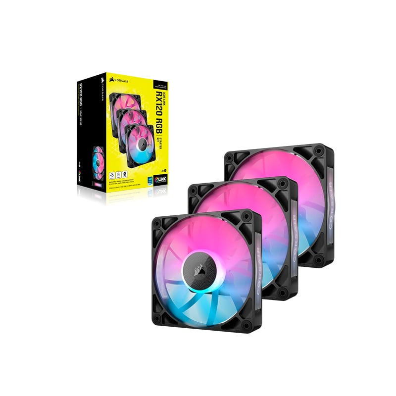 FAN COOLER 120MM CORSAIR ICUE LINK RX120 RGB PWM PACK X3 BLACK