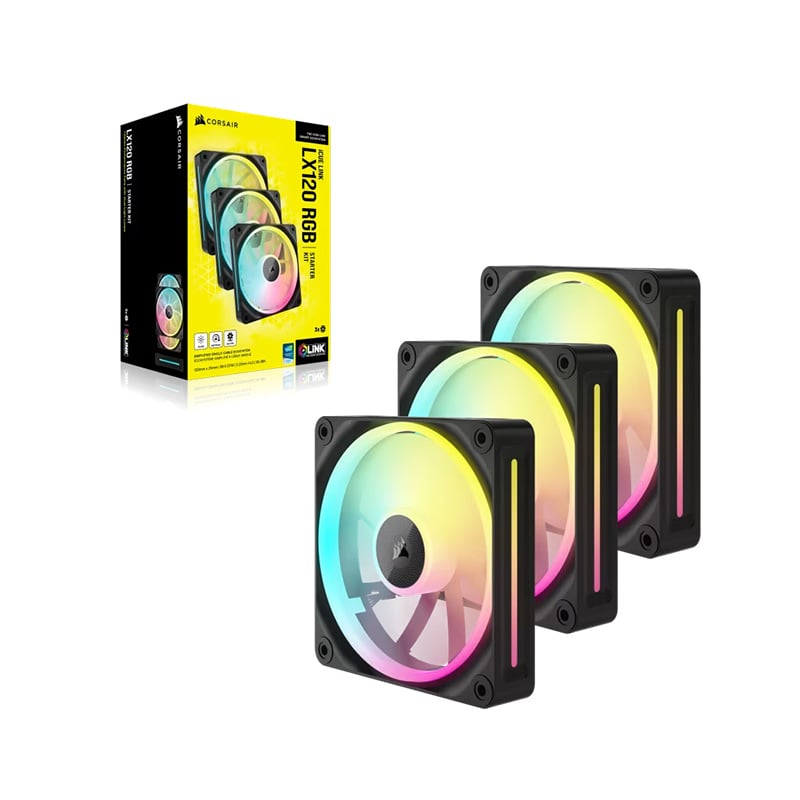 FAN COOLER 120MM CORSAIR LX120 PWM LINK ICUE RGB BLACK PACK X3