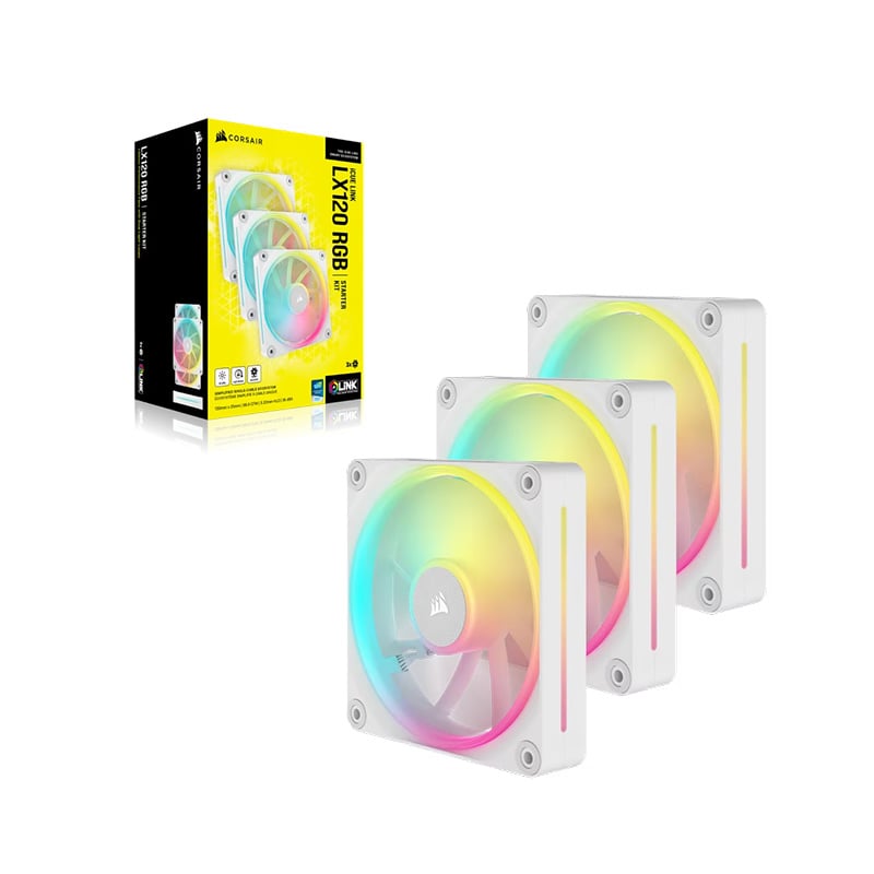 FAN COOLER 120MM CORSAIR LX120 PWM LINK ICUE RGB WHITE PACK X3