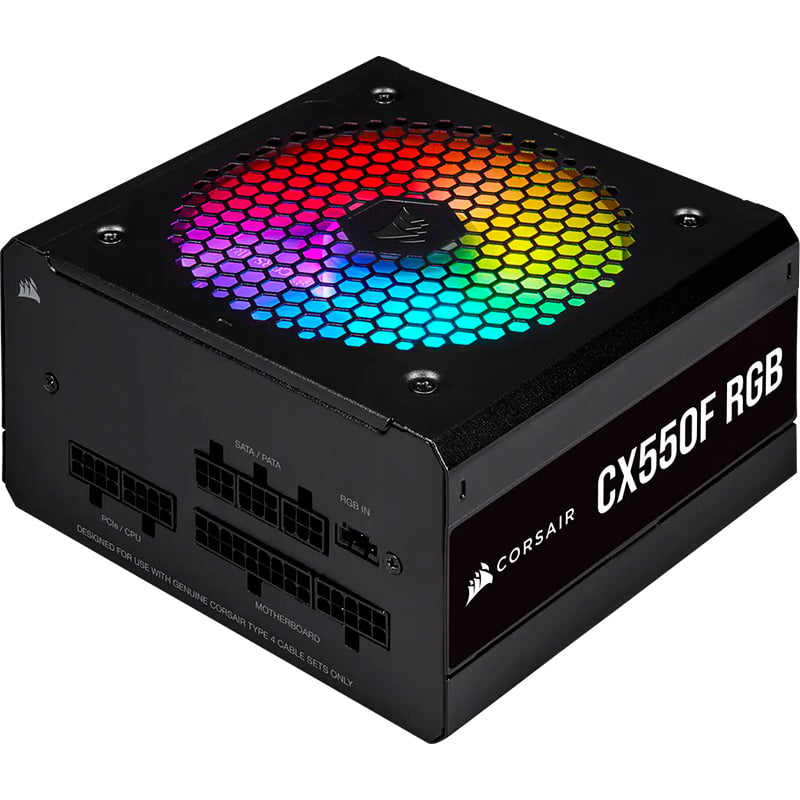 FUENTE 550W CORSAIR CX550F BLACK RGB 80 PLUS BRONZE FULL MODULAR - NO INCLUYE CABLE POWER