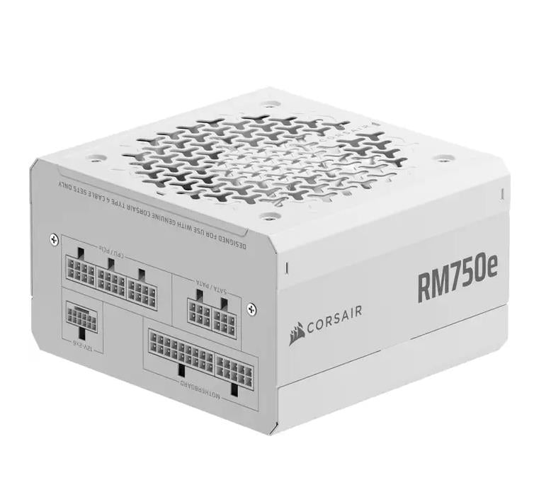 FUENTE 750W CORSAIR RM750E 2025 CYBERNETICS 80 PLUS PLATINUM FULL MODULAR - WHITE