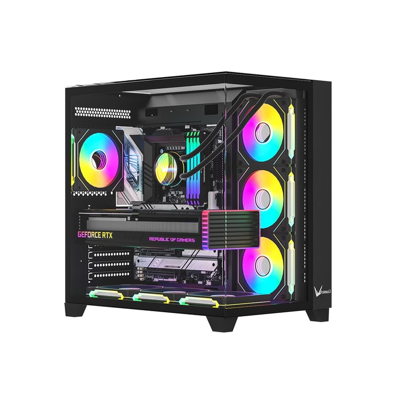 GABINETE GAMER FORMULA V LINE CRYSTAL Z9 FLOE BLACK FAN X 7 ARGB