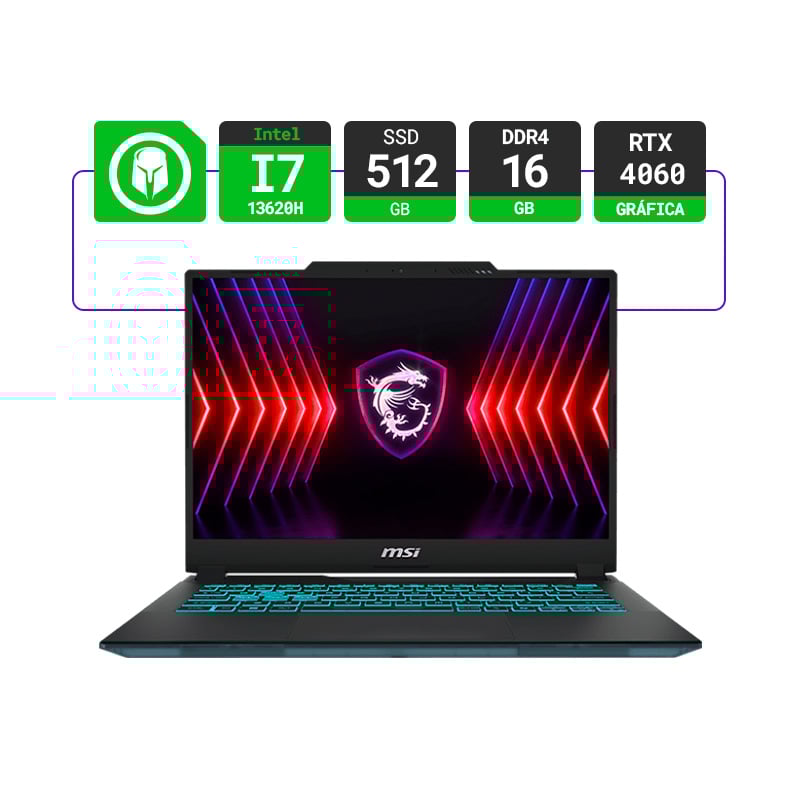 NOTEBOOK MSI CYBORG GAMING 14" INTEL I7 3620H 16GB RAM 512GB SSD RTX 4060 FHD+ 144HZ - TRASLICENT BL