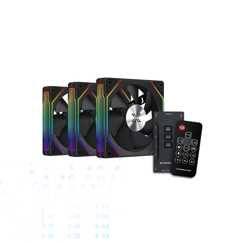 FAN COOLER 120MM XIGMATEK G22A BLACK - PACK X3 - ARGB - C/ CONTROL