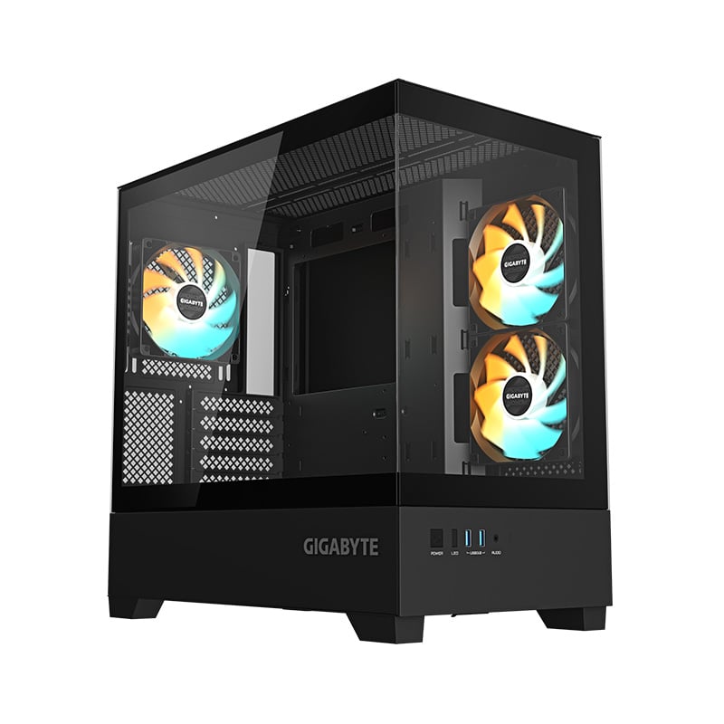 GABINETE GIGABYTE C201P PANORAMIC TG FAN X3 ARGB - BLACK