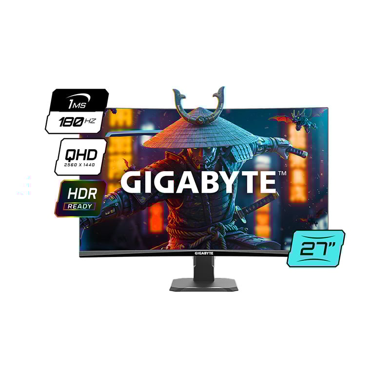 MONITOR GAMER VA 27" GIGABYTE EDGE CURVO GS27QCA QHD 2K 180HZ 1MS FREESYNC