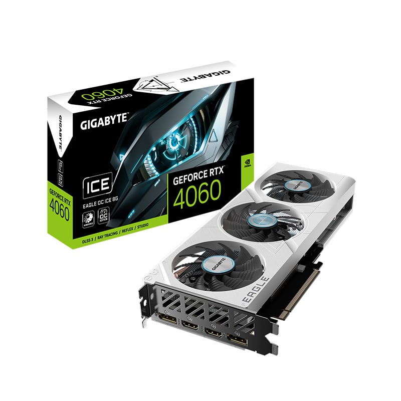 PLACA DE VIDEO GIGABYTE NVIDIA GEFORCE RTX 4060 EAGLE OC ICE WHITE 8GB GDDR6 (SUPERIOR A RTX 3060)