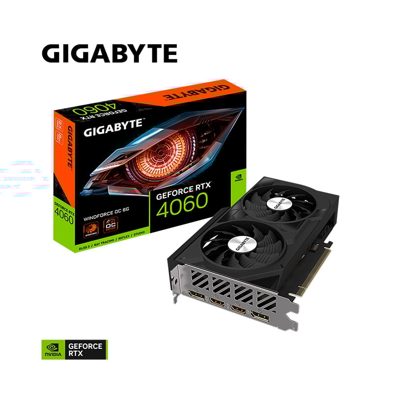 PLACA DE VIDEO GIGABYTE NVIDIA GEFORCE RTX 4060 WINDFORCE OC 8GB GDDR6 (SUPERIOR A RTX 3060)