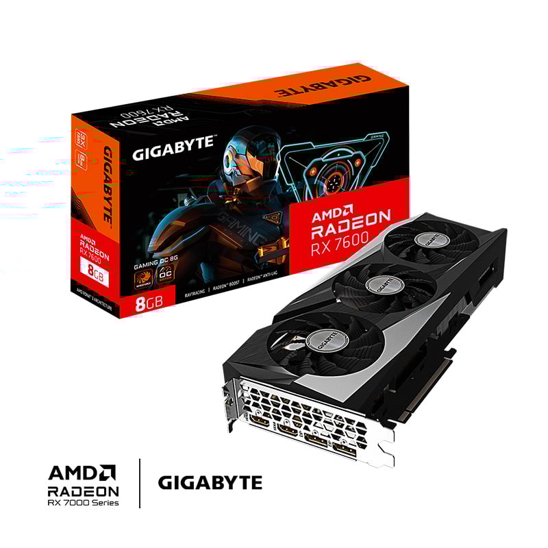 PLACA DE VIDEO GIGABYTE RX 7600 GAMING OC 8GB GDDR6 (MEJOR QUE RTX 3060)