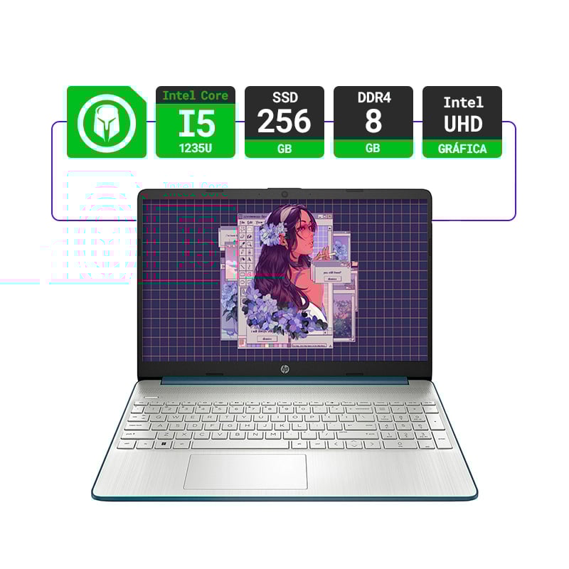 OUTLET - NOTEBOOK HP DY5885WM 15.6" INTEL I5 1235U 8GB RAM 256GB SSD W11- SPRUCE BLUE
