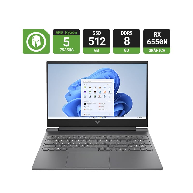 NOTEBOOK HP VICTUS 15 FB2063DX 15.6" AMD RYZEN 5 7535HS 8GB RAM 512GB SSD RX 6550M 144HZ