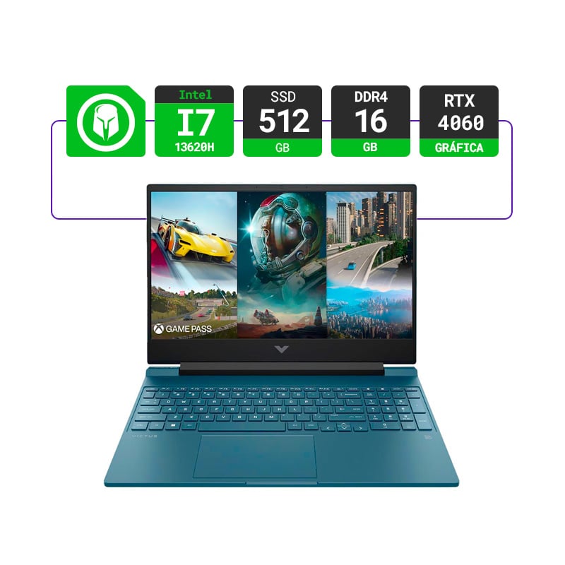 NOTEBOOK HP VICTUS 15 FA1657 GAMING 15.6" INTEL I7 13620H 16GB RAM 512GB SSD W11 RTX 4060- BLUE BACK