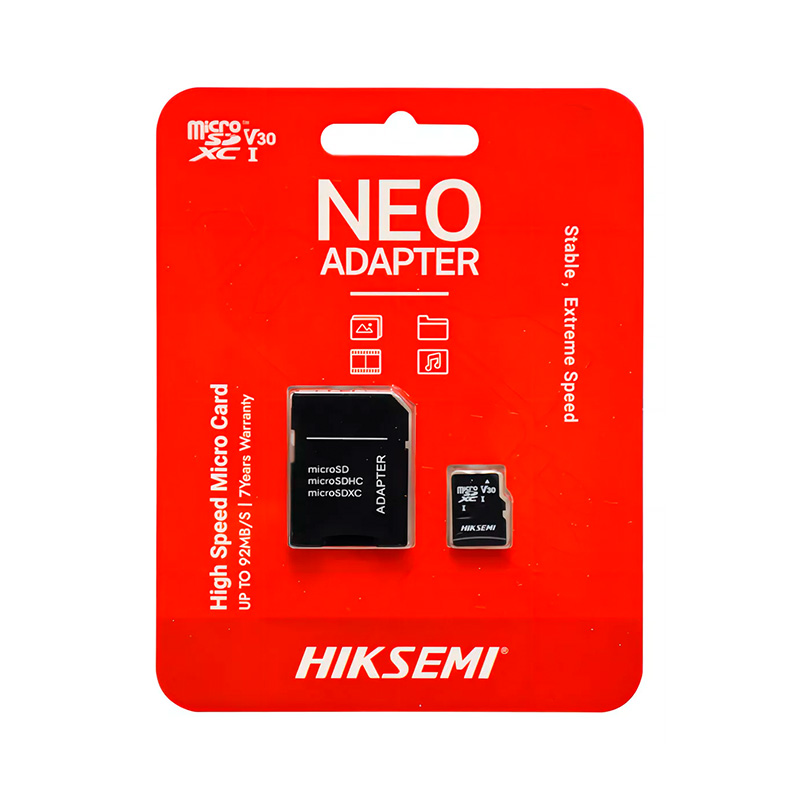 MEMORIA MICRO SD 256GB HIKSEMI NEO ADAPTER - CLASE 10 V30 (CON ADAPTADOR SD)