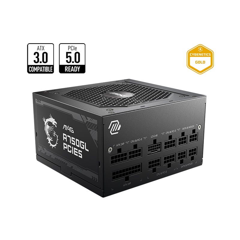 FUENTE 750W MSI MAG A750GL 80 PLUS GOLD MODULAR PCIE 5.0
