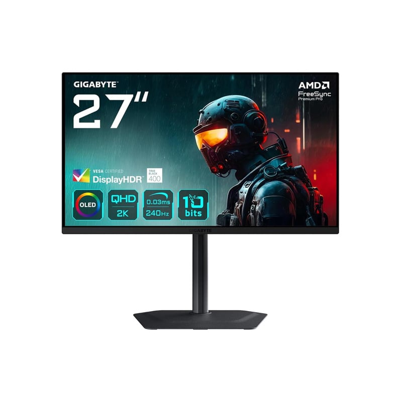MONITOR GAMER QD-OLED 27" GIGABYTE GAMING MO27Q2-SA QHD 2K 240HZ 0.03MS FREESYNC PREMIUM PRO