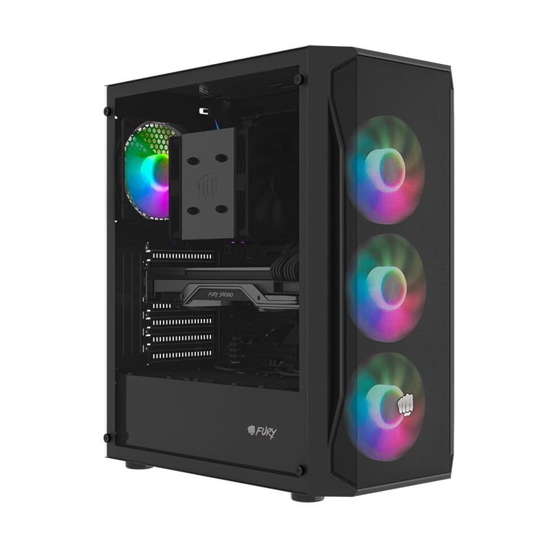 GABINETE FURY SHOBO SH4F 4 FANS FIXED RGB BLACK