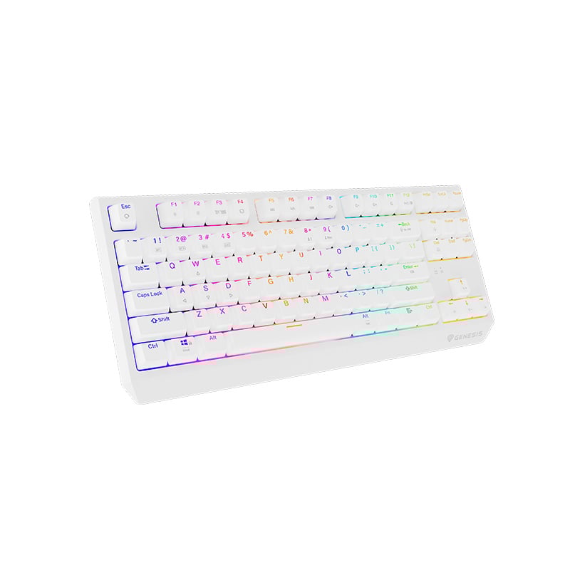 TECLADO MECANICO GENESIS THOR 230 TKL WHITE INALÁMBRICO RGB SWITCH RED