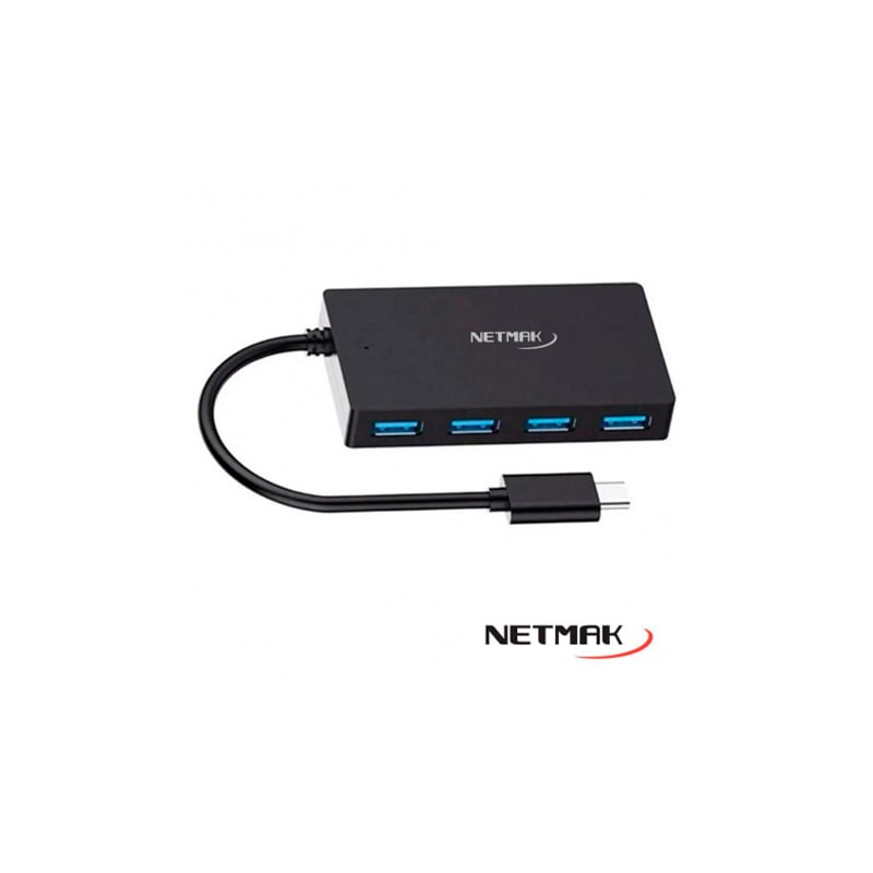 HUB NETMAK TIPO C A 4 PUERTOS USB 2.0