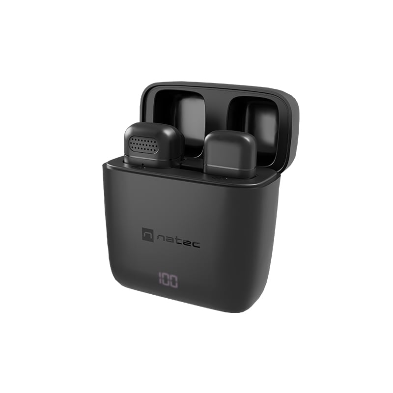 MICROFONO INALÁMBRICO PORTÁTIL NATEC HOPPER LAVALIER TIE USB-C BLACK