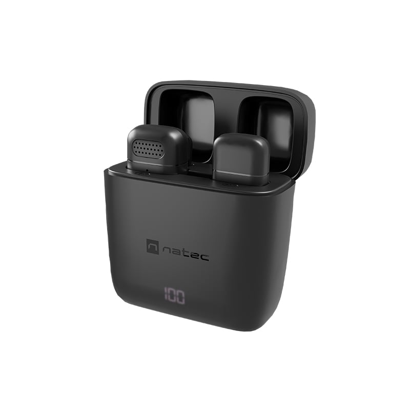 MICROFONO INALÁMBRICO PORTÁTIL NATEC HOPPER LAVALIER TIE LIGHTING - USB-C - BLACK