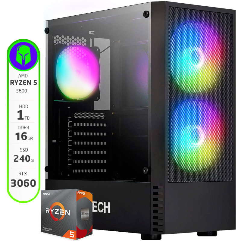 PC GAMER ARMADA AMD RYZEN 5 3600 - 16GB - 240GB SSD - 1TB HDD - RTX 3060