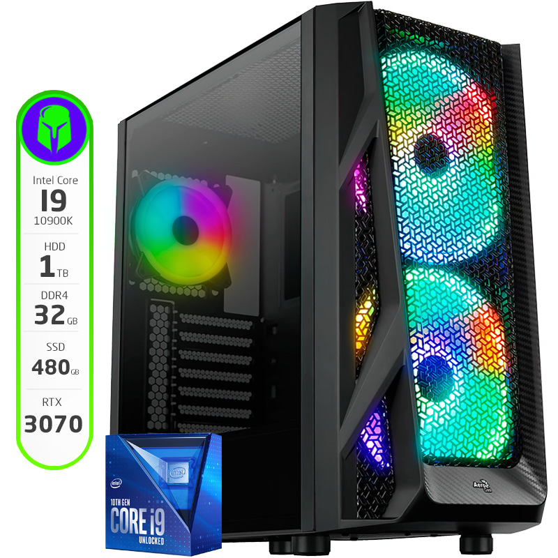 PC ARMADA INTEL CORE I9 10900K - 32 GB - 480 GB SSD - 1 TB HDD - RTX 3070 LHR