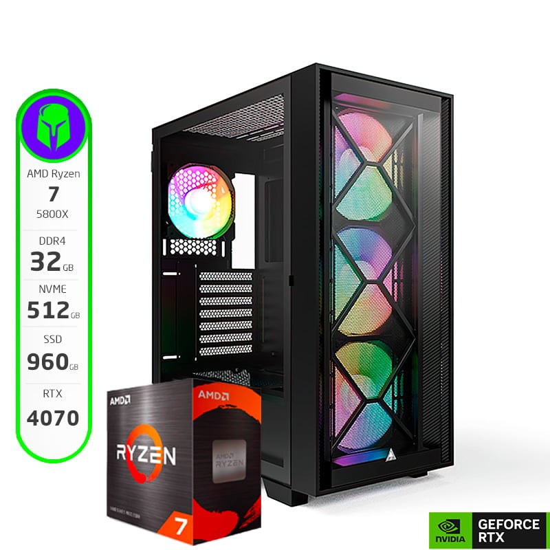 PC ARMADA MICRO AMD RYZEN 7 5800X - 32 GB - 512GB NVME - 960GB SSD - RTX 4070