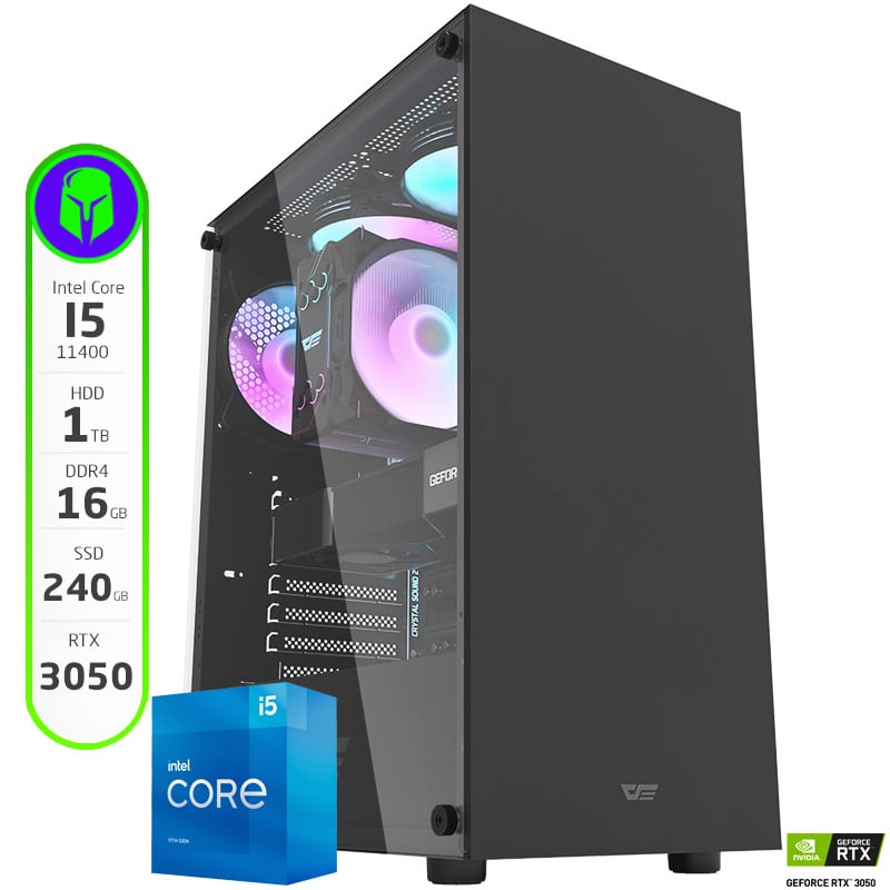 PC GAMER ARMADA COMPLETA INTEL I5 11400 16GB 240GB SSD 1TB HDD RTX 3050