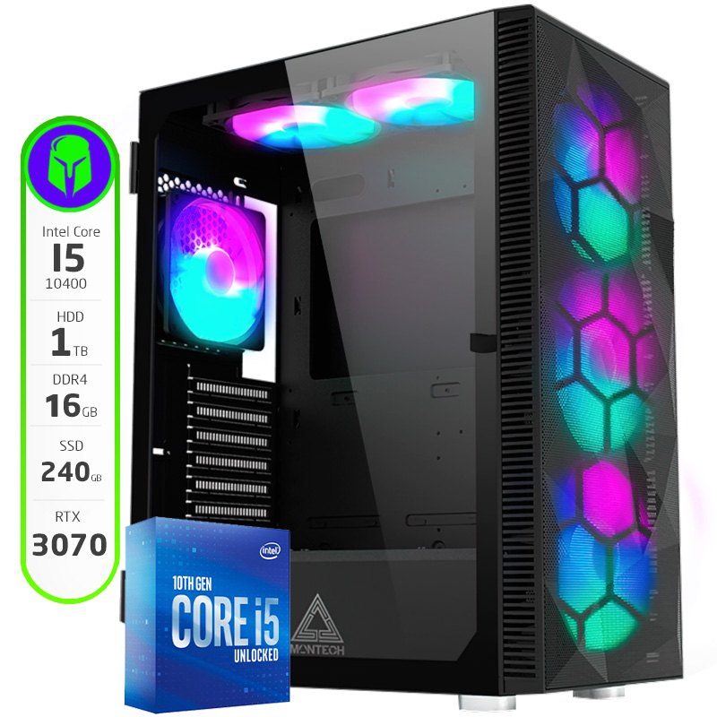 PC GAMER ARMADA CORE I5 10400 - 16GB - 240GB SSD - 1TB HDD - RTX 3070 LHR