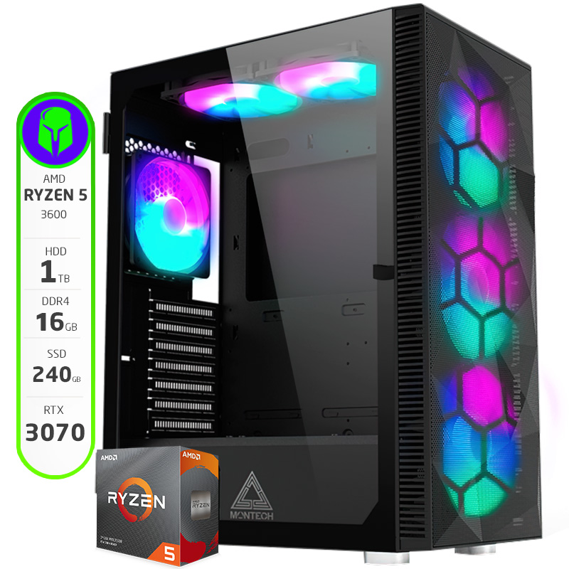 PC GAMER ARMADA AMD RYZEN 5 3600 - 16GB - 240GB SSD - 1TB HDD - RTX 3070 LHR