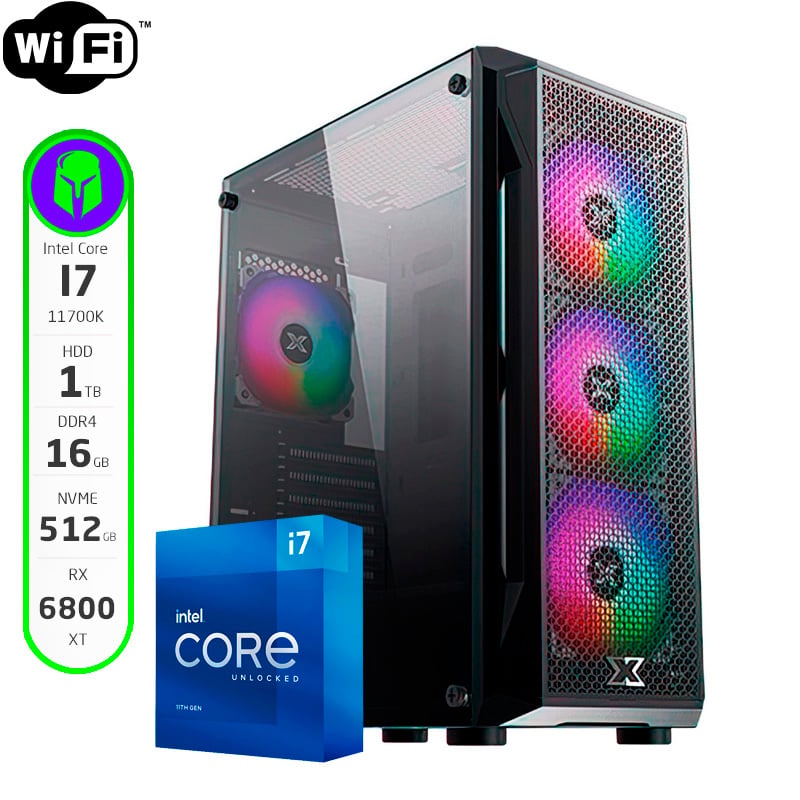 PC GAMER ARMADA INTEL I7 11700K 16GB NVME 512GB HDD 1TB RX 6800 XT WIFI