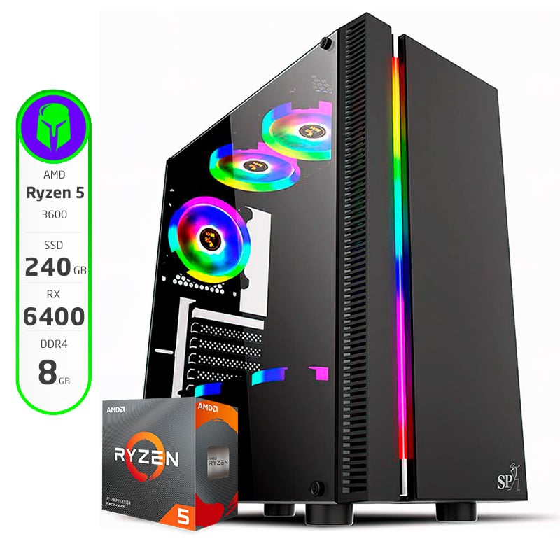 PC GAMER ARMADA AMD RYZEN 5 3600 8GB 240GB SSD RX6400