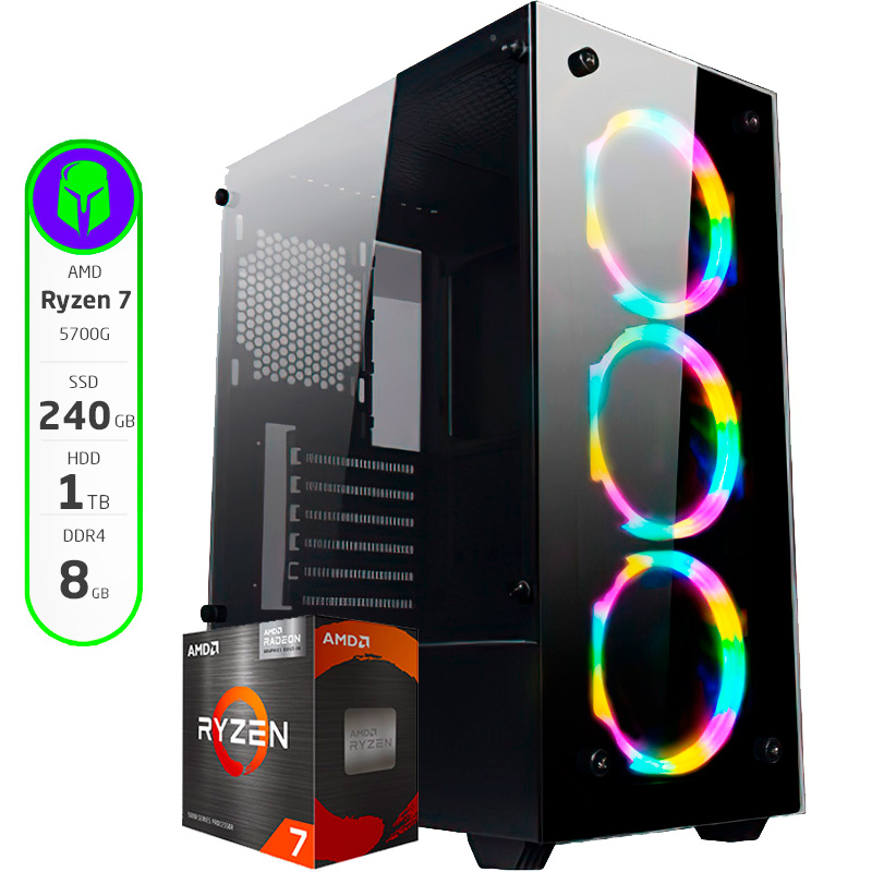 PC GAMER ARMADA AMD RYZEN 7 5700G 8GB 240GB SSD 1TB HHD