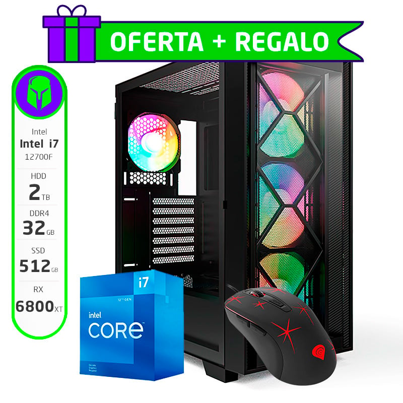 PC GAMER ARMADA COMPLETA INTEL I7 12700F 32GB 512GB SSD NVME 2TB HDD RX 6800 XT + MOUSE DE REGALO